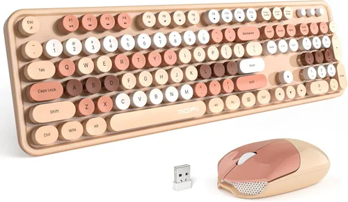 Miniatura 14 de Combo de teclado y mouse inalámbricos MOFII, teclado de tamaño completo estilo máquina de escribir con almohadilla numérica y mouse USB 2 en 1 Azul