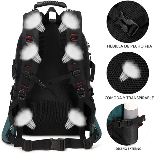 Miniatura 7 de Nerlion Mochila de senderismo de 40L, mochila de viaje para hombres y mujeres, camping, impermeable, mochila de día para senderismo al aire libre