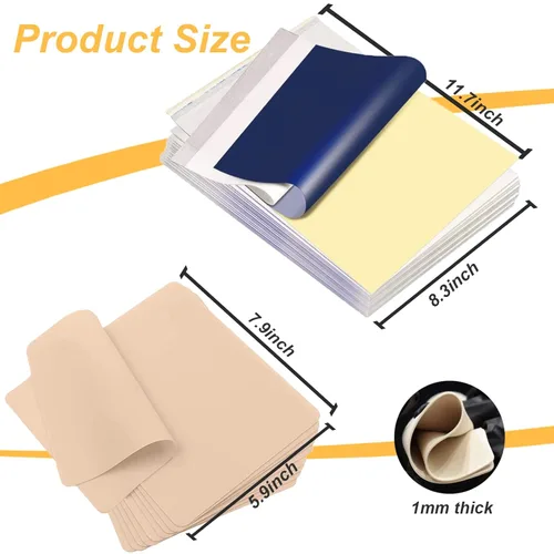 Miniatura 2 de Yuelong El kit de 30 piezas de papel de transferencia y piel de práctica de tatuaje en blanco incluye 10 piezas de piel falsa y 20 piezas de papel