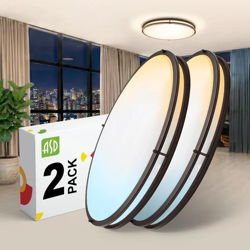 Miniatura 70 de ASD Lámpara LED de techo de montaje empotrado de 18 pulgadas, interruptor de 28 W, 100-277 V, 2750 lúmenes, 3000 K/4000 K/5000 K, regulable, Níquel