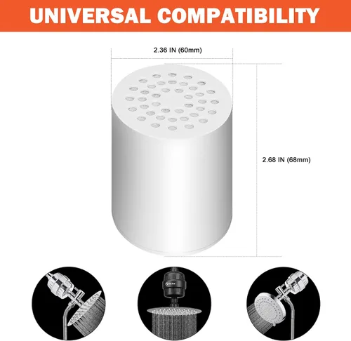 Miniatura 2 de Cartucho de repuesto de filtro de ducha de 15 etapas, filtro de ducha universal de alto rendimiento para agua dura, elimina cloro y sustancias