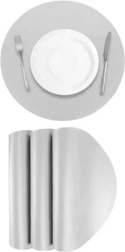 Miniatura 10 de UXCELL 4 manteles individuales de piel sintética para mesa de comedor, manteles redondos de piel sintética, resistentes al calor, impermeables, a