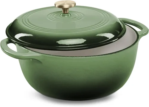 Miniatura 17 de Best Choice Products - Horno holandés redondo de hierro fundido esmaltado de 6 cuartos de galón, utensilios de cocina pretratados de alta