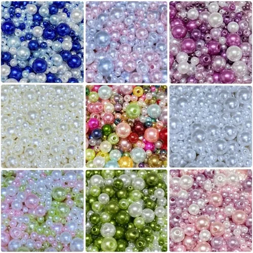 Miniatura 4 de Cuentas de perlas mixtas de 30 a 0.315 in, perlas redondas sueltas de satén, cuentas de plástico para hacer joyas, aretes, pulseras, collares