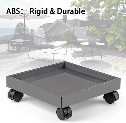 Miniatura 4 de Skelang Plataforma cuadrada con ruedas para plantas, bandejas de plástico ABS, resistente, capacidad de carga de 110 libras