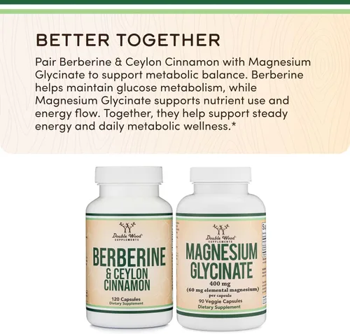Miniatura 6 de Berberina con canela de Ceilán (500 mg y dosis equivalentes a 2 gramos) 120 cápsulas para el metabolismo y la salud metabólica, probada por