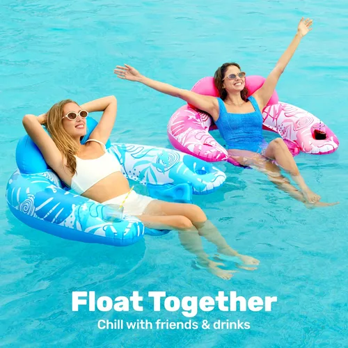 Miniatura 9 de SLOOSH Inflatable Pool Floats Adult,2 Pack Pool Chairs with Cup Holders,X-Large Blow up Floats Chair,Hammock Noodle Mat for Relaxing Summer Water