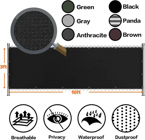 Miniatura 2 de MEANCHEN Cubierta para valla de privacidad de 3 x 10 pies, protección UV, resistente a la intemperie, impermeable, para apartamentos, patio, porche