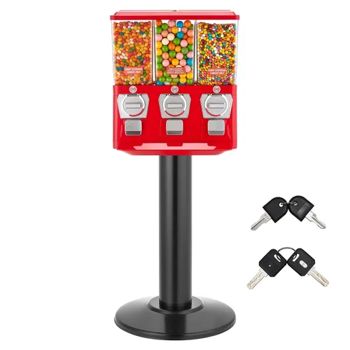 VEVOR Máquina expendedora de dulces, máquina expendedora de dulces de triple compartimento con soporte, máquinas expendedoras de chicles y caramelos