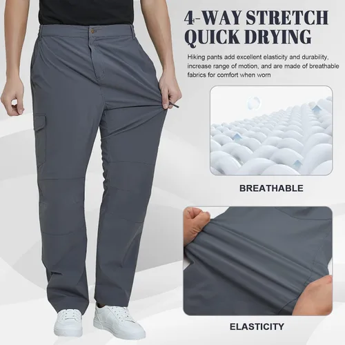 Miniatura 5 de MEETYOO Pantalones cargo de senderismo para hombre, impermeables, tácticos, ligeros, elásticos, para acampar