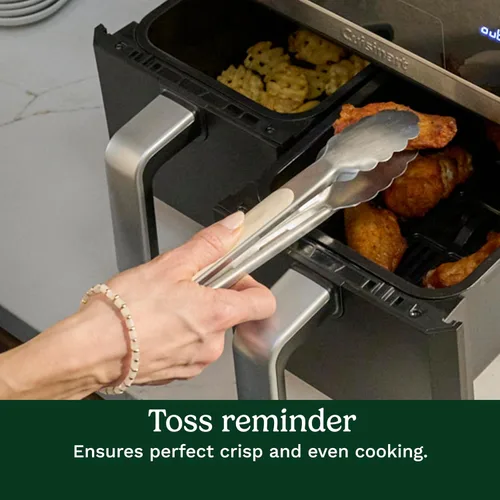 Miniatura 4 de Cuisinart Freidora de aire de 2 cestas, 2-4.25 QT, total 8.5 QT, 4 funciones: freír al aire, asar, hornear y mantener caliente, características Sync