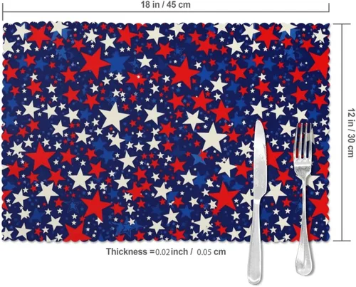 Miniatura 5 de American Patriotic Freedom Stars - Juego de 4 manteles individuales, antideslizantes, resistentes al calor, lavables, para cocina, comedor