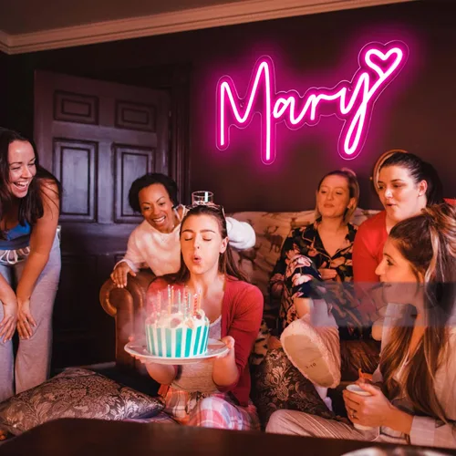 Miniatura 5 de Letrero de neón grande con el nombre Mary para decoración de pared, luz de neón LED con el nombre Mary para dormitorio de niños, decoración