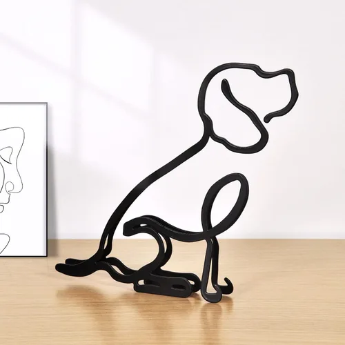 Miniatura 2 de Escultura de pared de arte minimalista para perro, alambre de metal abstracto, línea geométrica, dibujo, estatua de arte (Beagle)