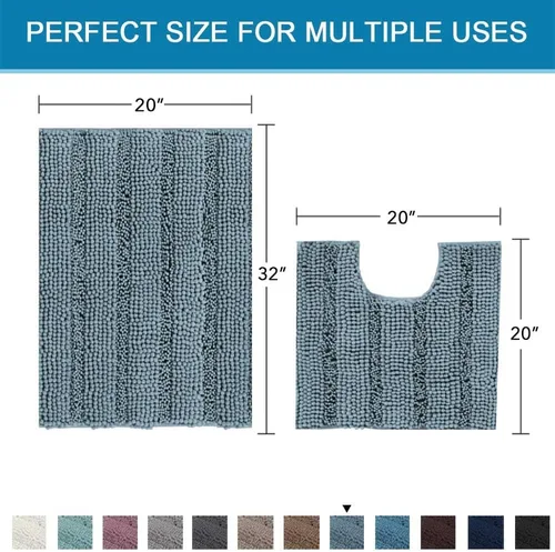 Miniatura 440 de H.VERSAILTEX Tapetes de baño antideslizantes para baño, alfombras de baño extragruesas de felpilla a rayas, tapetes de baño de 47" x 17", alfombras