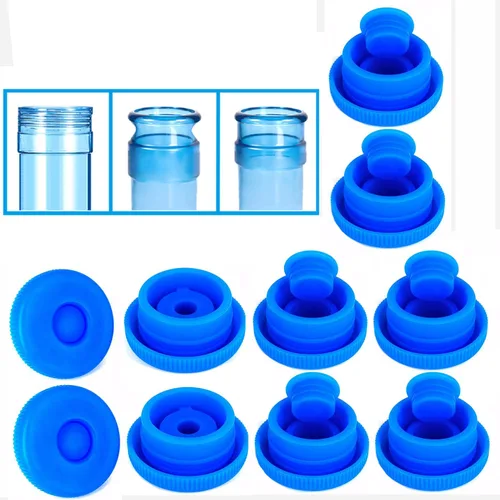 Tapón reutilizable para jarra de agua de 3 y 5 galones, tapas de botella de agua de 2.165 in, tapas de silicona de repuesto antisalpicaduras, Azul -