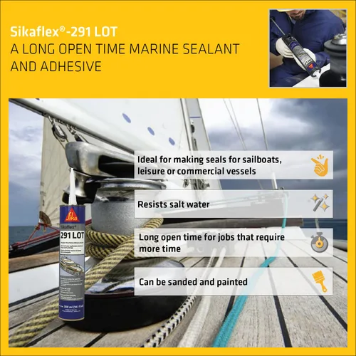 Miniatura 3 de SIKA Sikaflex-291 LOT Negro, Adhesivo y Sellador Marino Multiusos, Elástico y No Corrosivo - 10.1 fl. oz - Ideal para Aplicaciones en Madera, Fibra