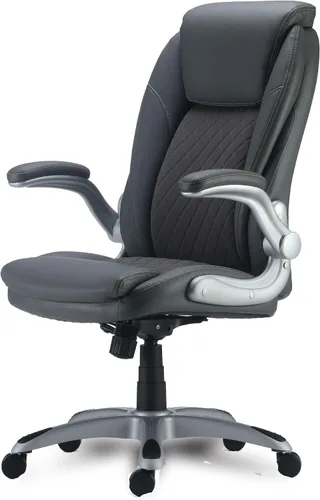 Miniatura 3 de Alera ALERA LEITHEN Silla MIDBACK de cuero regenerado, soporta hasta 275 libras, asiento/respaldo gris, base plateada