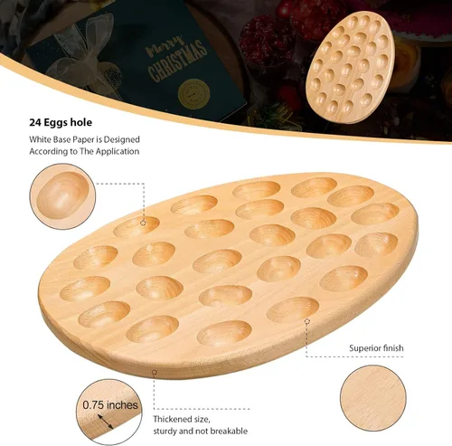 Miniatura 3 de Lounsweer Bandeja reversible de madera para huevos y charcutería, bandeja gruesa para encimera, refrigerador, contenedor de huevos de gallina