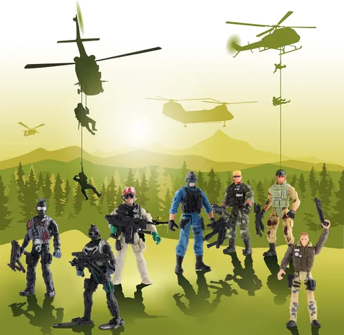 Miniatura 6 de 18 piezas de figuras de acción de soldados del ejército de fuerzas especiales de combate movibles, soldados de juguete de plástico, sets de juego