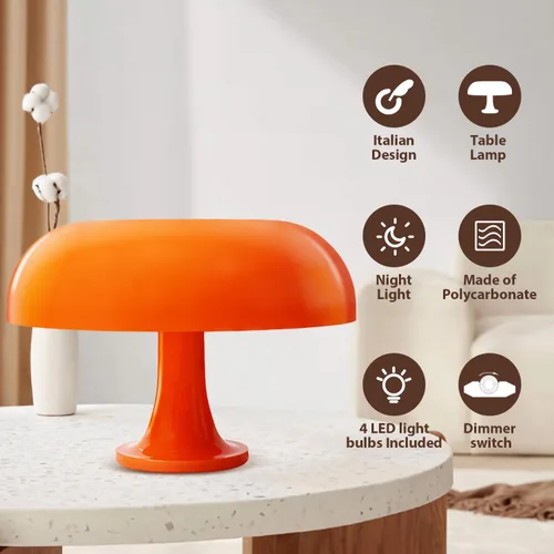 Miniatura 7 de Huga Collective Mandarin Dream - Lámpara de mesa regulable Lámpara de mesa de hongos retro vintage para iluminación ambiental