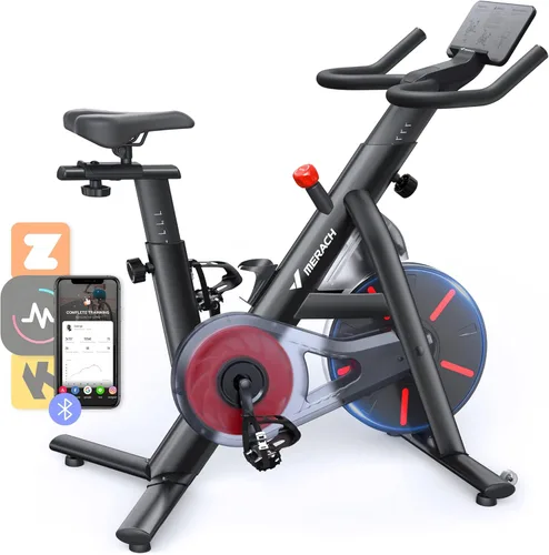 Miniatura 11 de MERACH Bicicleta de Ejercicio, Bicicleta Estática con Pastillas de Freno y App Exclusiva, Bicicleta de Ciclismo Interior de Bajo Ruido con Capacidad