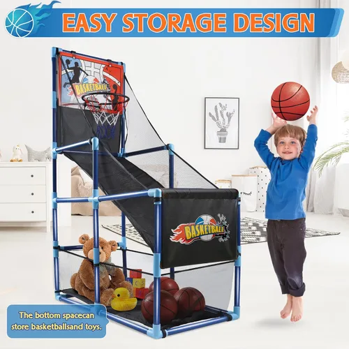 Miniatura 5 de OCHIDO Juego de baloncesto arcade con 4 pelotas, para niños de 3, 4, 5, 6, 7, 8, 9, 10 años y más, para niños de 3 a 5,6 a 8 años, 8 a 10 años