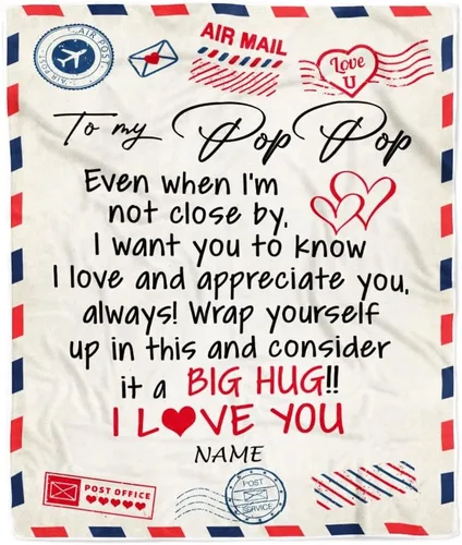 Miniatura 13 de Manta de forro polar personalizada con texto en inglés «To My Grandad» de Grandkids I Love You Hugs con texto en inglés «To My Grandad»