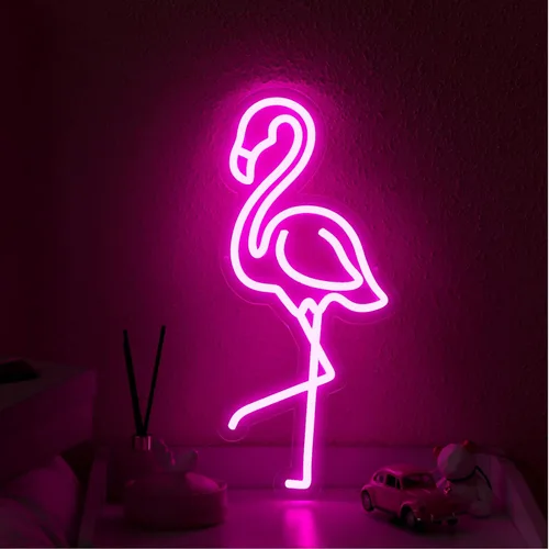 Miniatura 6 de ROCEEI Letrero de neón LED de flamenco tropical, luces de neón alimentadas por USB, letrero de arte de pared para decoración de Navidad, habitación