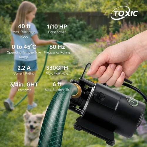 Miniatura 3 de 12V Water Transfer Pump 330GPH Self-Priming Utility Pump with Battery Clamps Hose Kit Portable Electric Non-Submersible Pump for RV Marine Garden