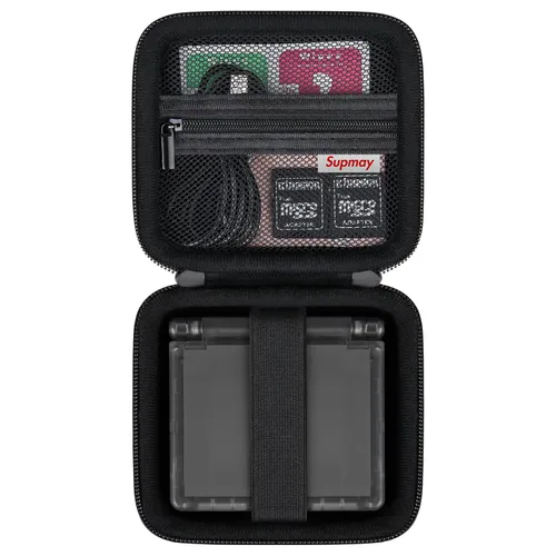 Supmay Estuche Duro de Transporte para Consola de Juegos de Mano Retro RG34XXSP/ RG35XXSP, Portaconsola de Viaje Retro con Bolsa de Malla para Negro
