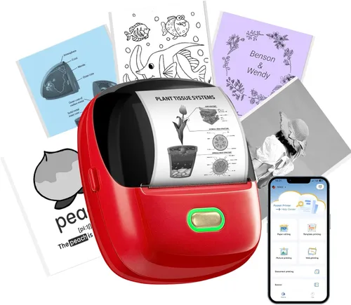 Miniatura 9 de ORGSTA Impresora de calcomanías Mini impresora S002 PrintPods Bluetooth portátil con 1 rollo de papel térmica sin tinta impresora impresora portátil
