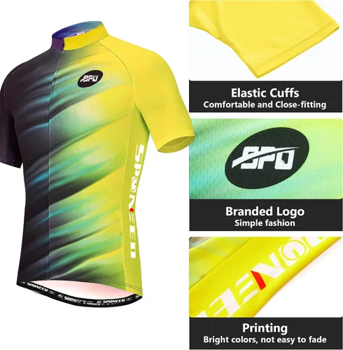 Miniatura 50 de sponeed - Jerséis de ciclismo para hombre, tops, camisas de ciclismo, manga corta, atuendo de ciclismo, chaqueta de ciclismo de cierre completo