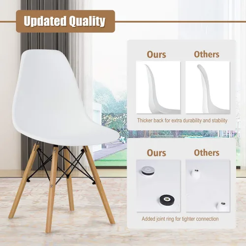 Miniatura 8 de GOFLAME DSW - Sillas de comedor, sillas de plástico con patas de madera, sillas sin brazos de estilo moderno para sala de estar, cocina, dormitorio