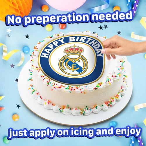 Miniatura 4 de 7.5 Madrid Elite - Decoración redonda comestible para tartas de cumpleaños, pastel de cumpleaños
