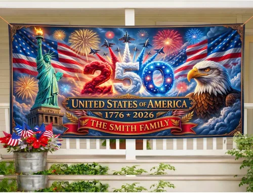 Miniatura 22 de Love Signal Bandera de Estados Unidos personalizada con el 250 aniversario, bandera estadounidense personalizada con imagen, decoración patriótica