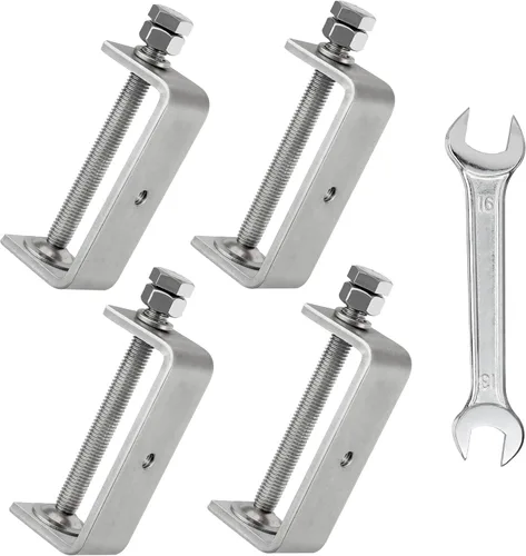 4 abrazaderas C 304 de acero inoxidable resistente de 3 3/8 pulgadas, abrazadera de tigre para carpintería, cuenta con mordazas anchas estables y