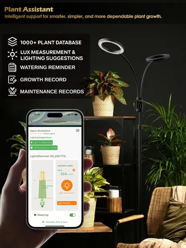 Miniatura 4 de Luces de Crecimiento Inteligentes para Plantas de Interior, 48W Luz de Planta de 2 Cabezales con Temporizador Automático, Luz LED de Crecimiento