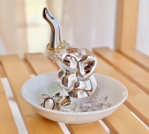 PUDDING CABIN regalo con elefante para mujer plato con elefante para anillos organizador de aretes decoración con elefante para mujeres niñas amigas