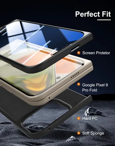 Miniatura 3 de Funda delgada de cuero para Pixel 9 Pro Fold (2024), sin protector de pantalla, soporte de carga inalámbrica, ultradelgada a prueba de golpes, funda