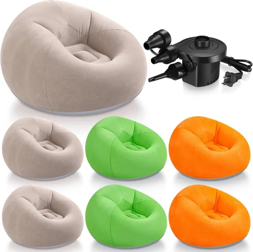 Miniatura 13 de Realspring 6, 9, 12 piezas de puf inflables para adultos con bomba de aire eléctrica, sofá plegable portátil inflable para acampar nocturno de cine