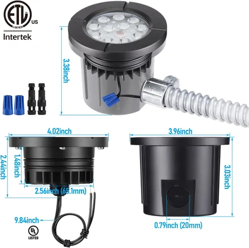 Miniatura 7 de LEONLITE Dia. 4 Pulgadas Luces de Pozo LED Empotradas en Suelo 5CCT para Paisajismo, 5 Temperaturas de Color Seleccionables, 12-24V AC/DC CRI90 Bajo