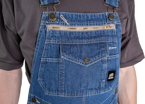 Miniatura 4 de Berna Overol para hombres de denim desgastado con pechera sin forro