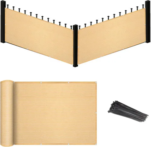 Eden's Decor - Protector de pantalla de privacidad para balcón, de malla, color beige, 2'6" x 7', resistente a la intemperie, protección UV para