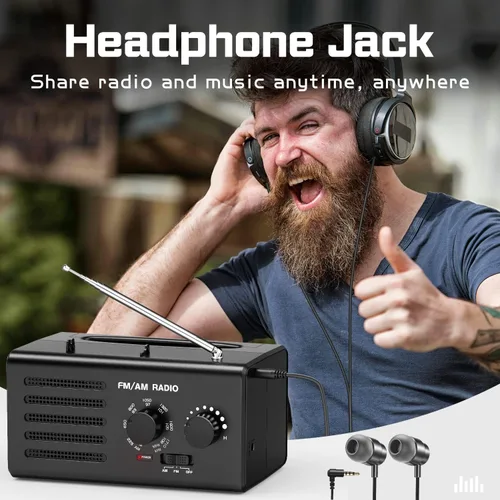 Miniatura 7 de Radio AM FM portátil, radio transistor Goodes enchufable de pared con batería con la mejor recepción, altavoz fuerte, excelente sonido, radios Cian