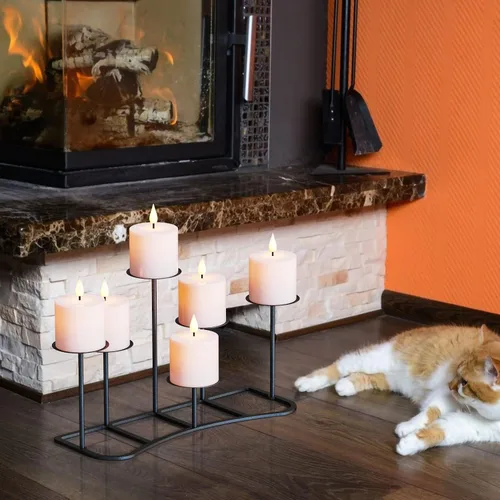 Miniatura 6 de Candelabros de pilar negro para decoración del hogar, candelabros de hierro DIY 6