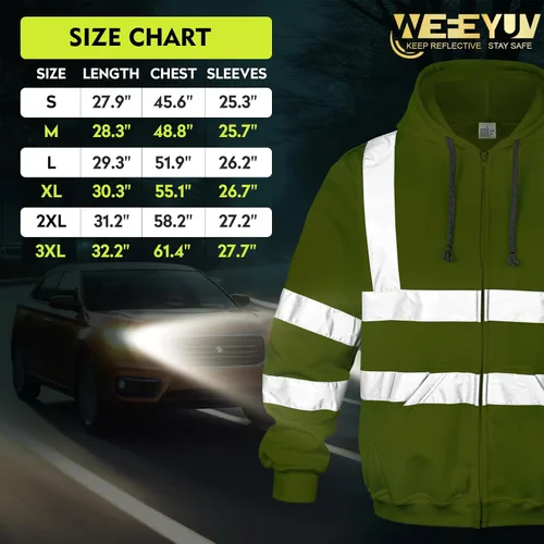 Miniatura 5 de wefeyuv Hi Vis - Sudaderas de visibilidad reflectante de color liso para hombre