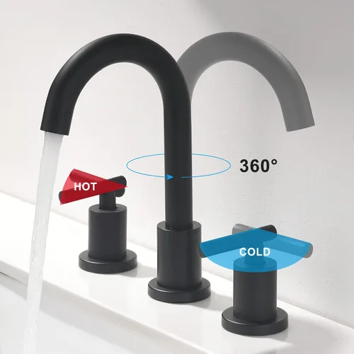 Miniatura 4 de Grifo de lavabo de baño generalizado de dos asas, grifo de tocador de 3 agujeros con drenaje emergente y líneas de suministro de grifo cUPC, grifo