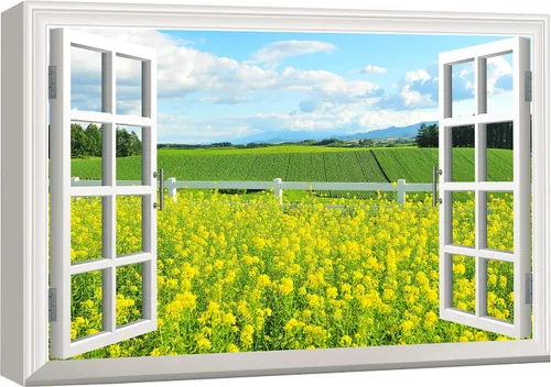 Miniatura 45 de wall26 - Cuadro en lienzo para pared, vista de ventana, río neón turquesa, rápido, bosque, lago, arroyo, naturaleza salvaje, fotografía, realismo