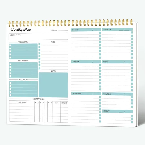 Bloc de Notas Planificador Semanal Sin Fecha Planificador Semanal de Objetivos Horario Planificador Lista de Tareas Cuaderno Bloc de Planificación